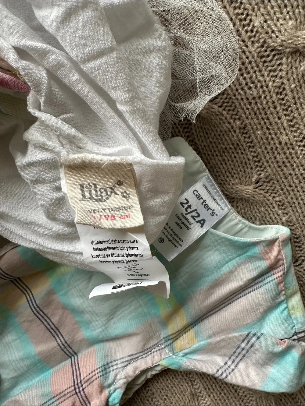 EUC Carter’s Baby Girl 2pc Dress Bundle, Pastel Plaid, 2T